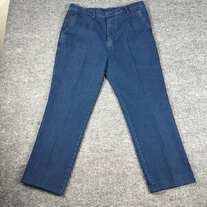 Vtg 90s Denim Trousers Mens 35 Straight Leg Cotton Dadcore Golf Eclectic Grandpa